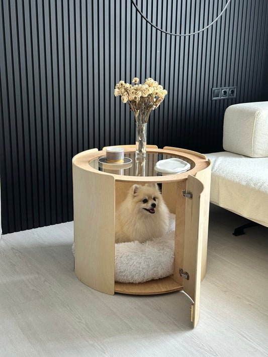 Dog crate end table with minimalist design – indoor pet house