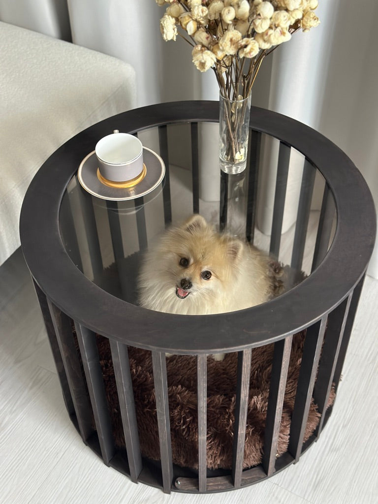 Dark Luxury Dog House Table — Contemporary Pet-Friendly Design