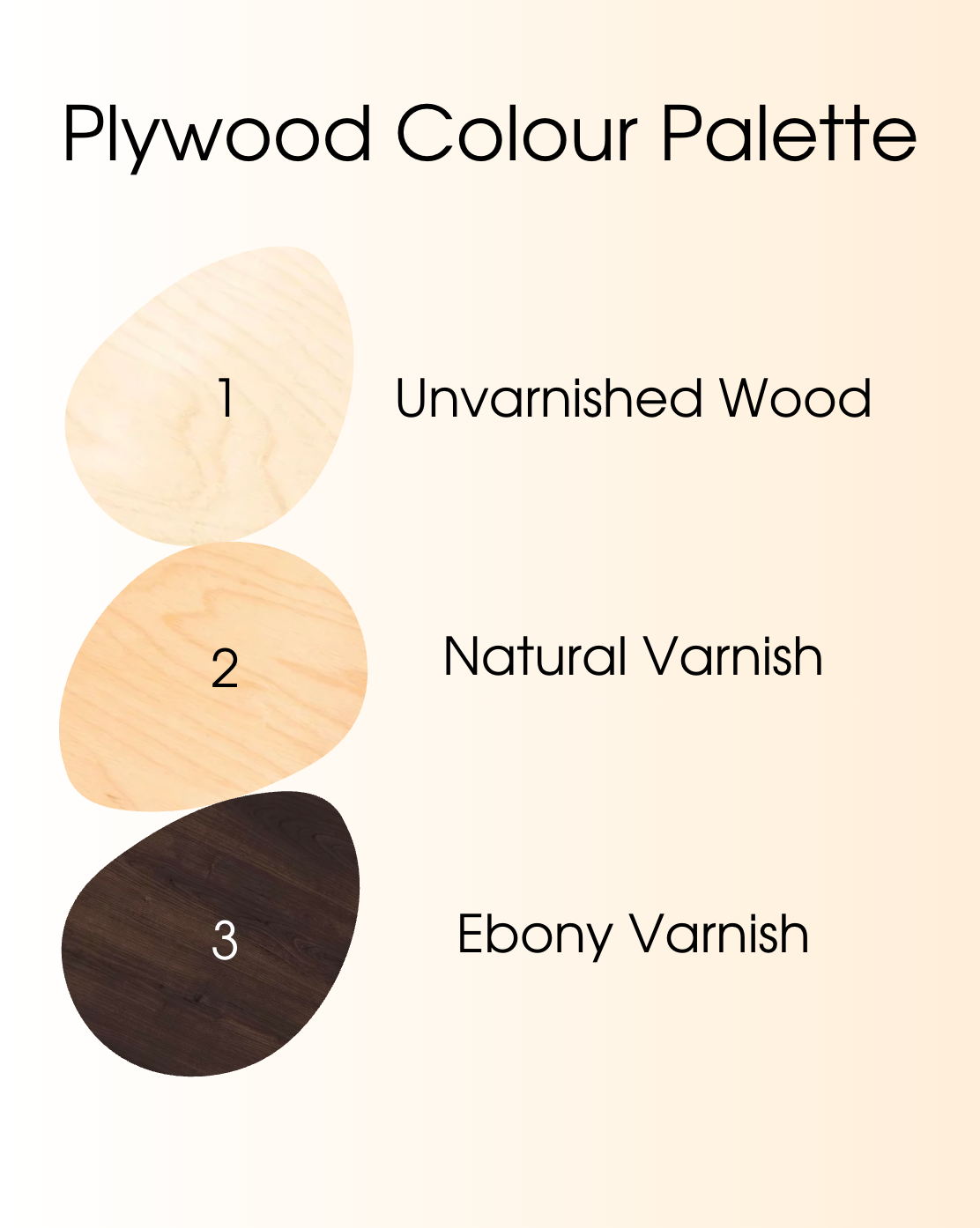 Cat wall furniture wood finish options showing unvarnished wood natural varnish and ebony varnish color palette