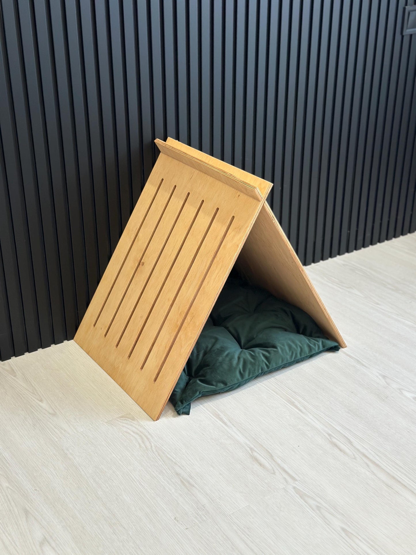 Eco-friendly wooden dog house for indoor pets