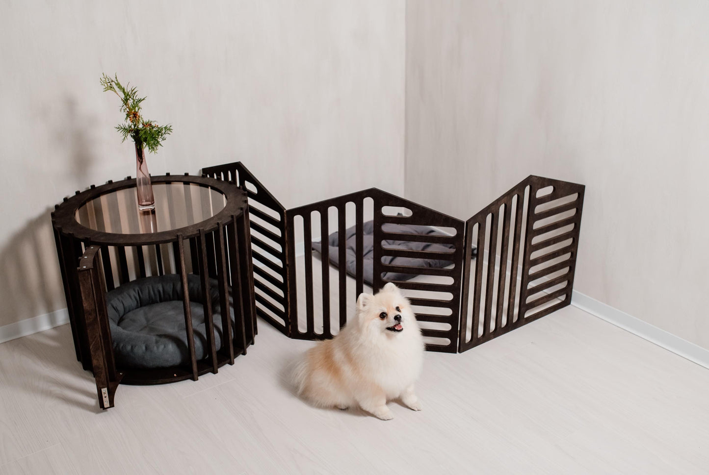 Dog Kennel Playpen Dark Puppy Kennel Wooden Enclosure for Dogs Puppy Fence Dog Kennel