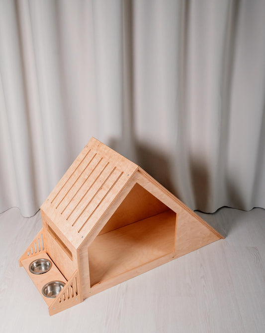 Set of 2 Items: Modern Large Dog House and Wooden Dog Feeder. Dog Bed Puppy Dog House Dog House Bed Luxury Dog House