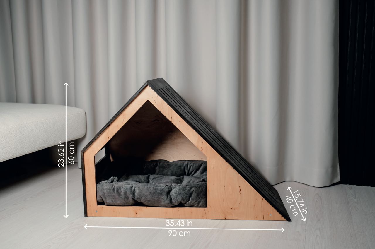 Set of 2 Items: Modern Large Dog House and Wooden Dog Feeder. Dog Bed Puppy Dog House Dog House Bed Luxury Dog House