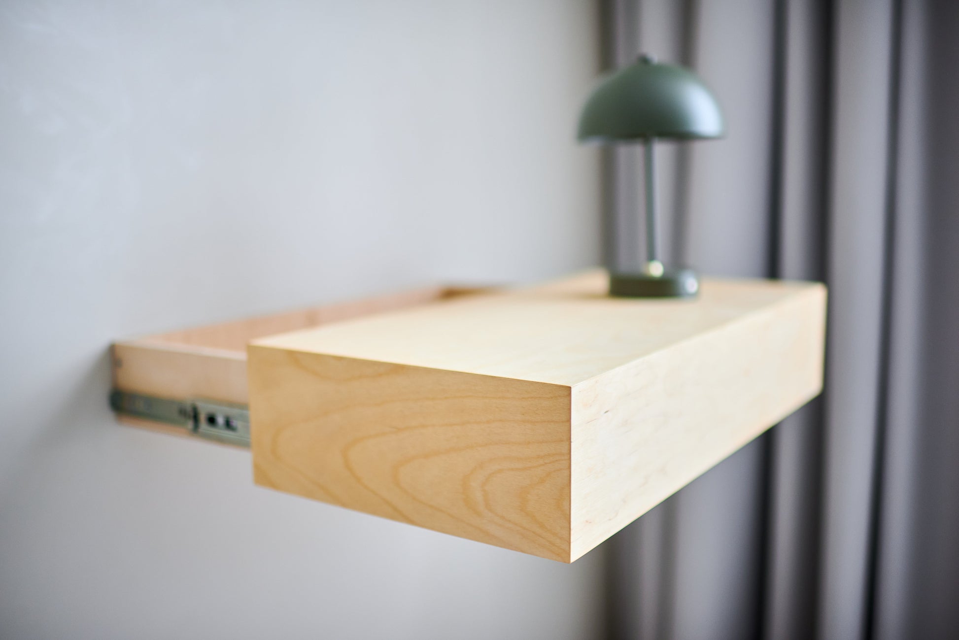 RFID hidden wall shelf with secret storage compartment and modern minimalist design.