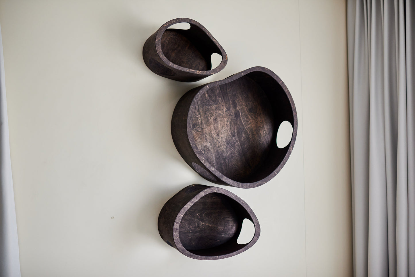 Black modern cat wall furniture set with wall mounted cat houses S M and XL sizes