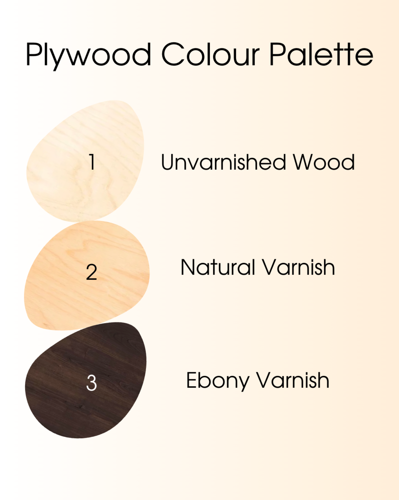 Cat wall furniture wood finish options showing unvarnished wood natural varnish and ebony varnish color palette