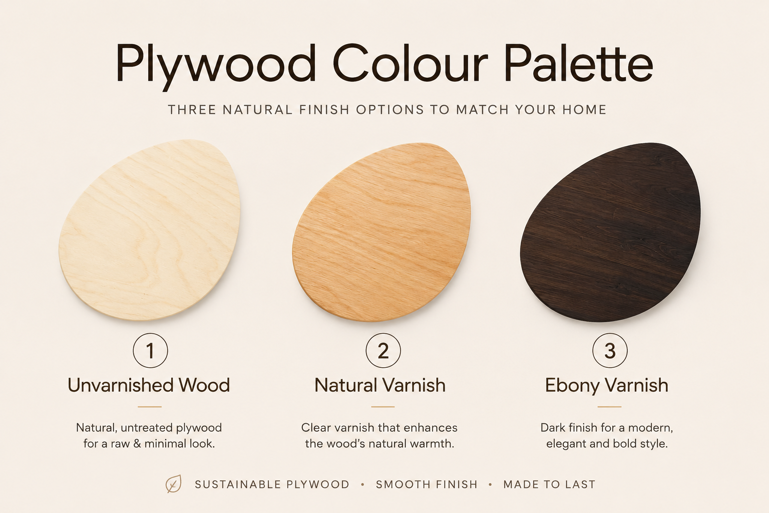 Cat wall furniture wood finish options showing unvarnished wood natural varnish and ebony varnish color palette