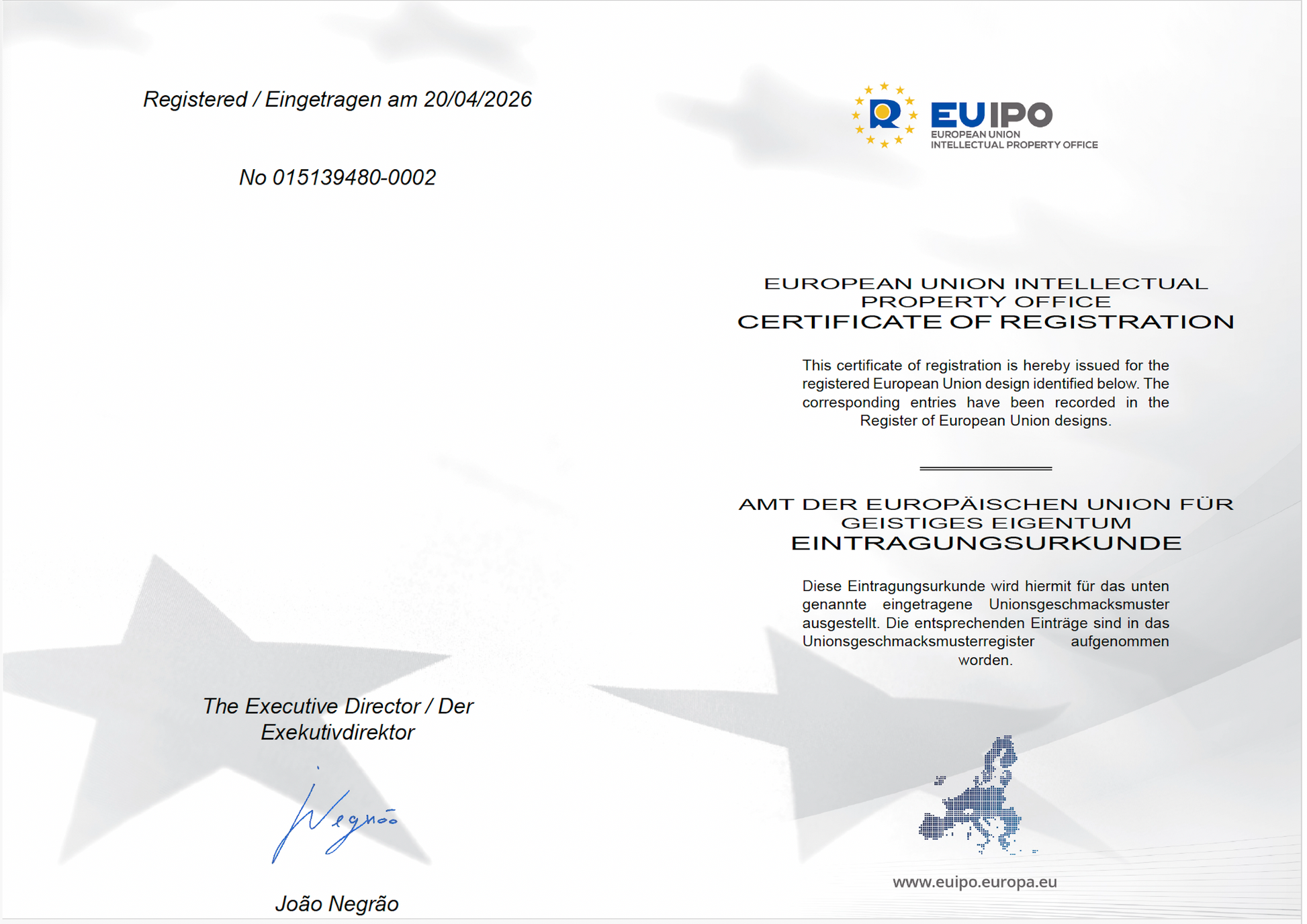 EUIPO registered design certificate for Puppy Home modern cat furniture and wall mounted cat house designs