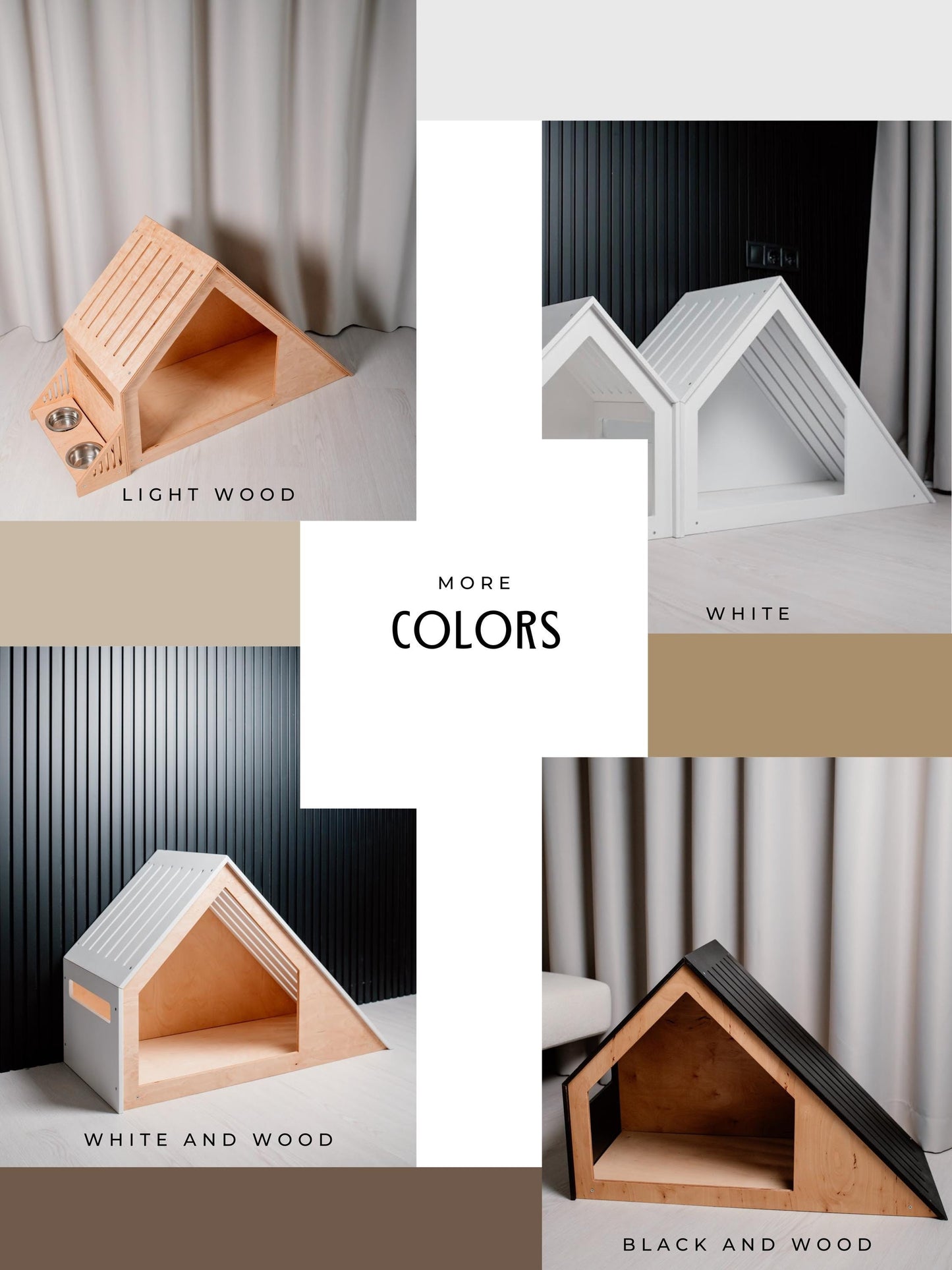 Set of 2 Items: Modern Large Dog House and Wooden Dog Feeder. Dog Bed Puppy Dog House Dog House Bed Luxury Dog House