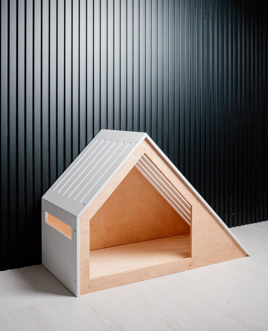 Modern wooden dog house for small dogs in light finish indoor pet furniture